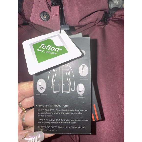 New women's hooded winter parka jacket in a maroon Sz XL - Picture 5 of 6